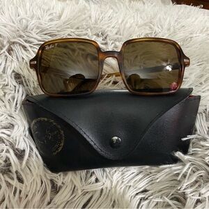 Ray-Ban Tortoise Square Sunglasses with Black Case